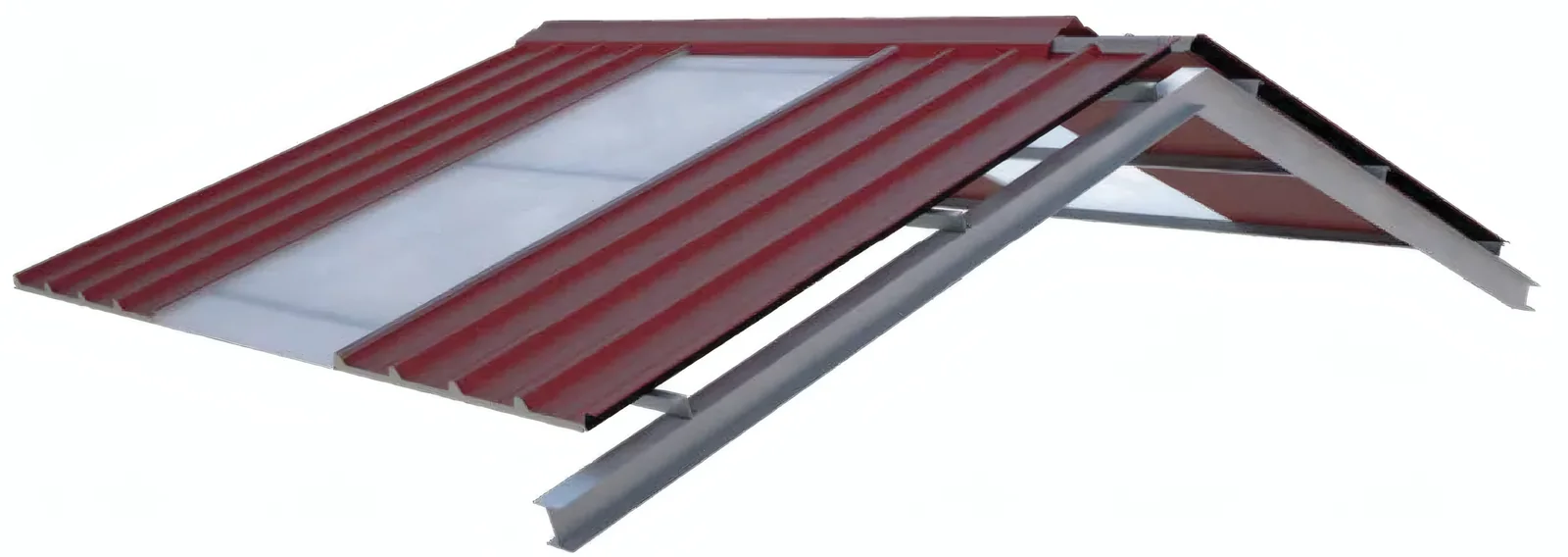 Couverture avec panneaux de polycarbonate intégrés.